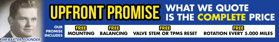 Our Upfront Promise Tire Quote includes free mounting, balancing, TPMS reset, and rotations every 5000 miles